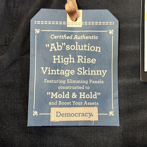 273 Democracy Black High Rise Vintage Skinny Ab Solutions Denim Jean - Picture 8 of 11